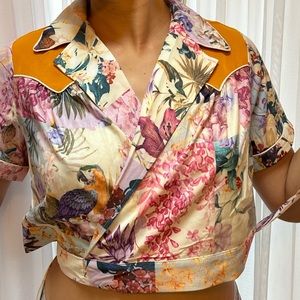 Patchwork western wrap top